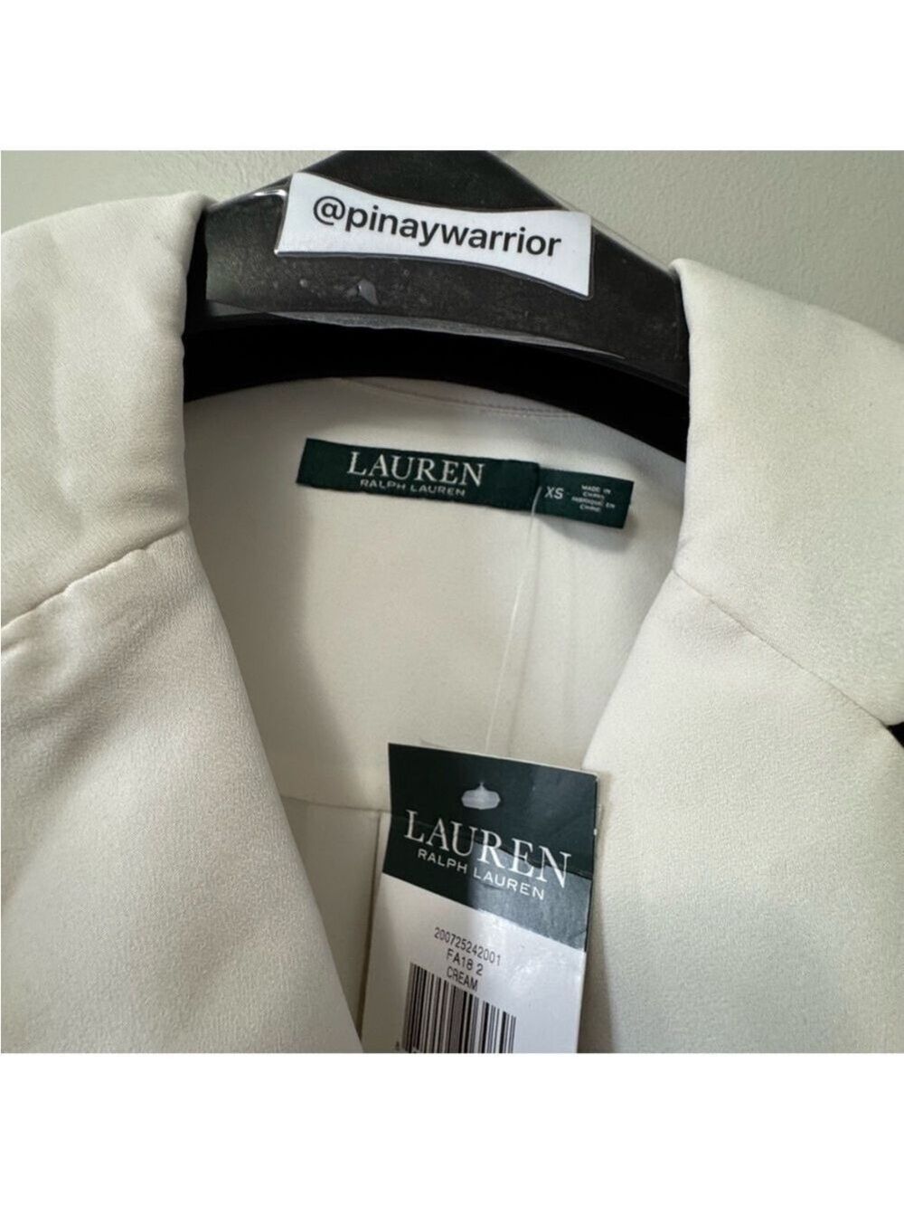 Lauren Ralph Lauren Cream Buttoned Blouse with Notched Collar - Picture 5 of 15